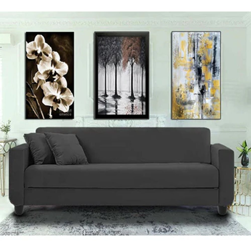 Faro 3 Seater Fabric Sofa For Living Room - Grey - Torque India